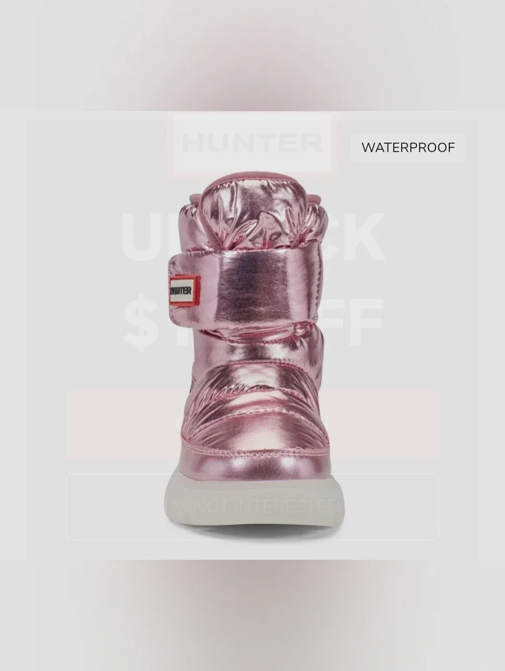 Hunter NWOB Kids' Waterproof Metallic Pink Snow Boots Size 6
